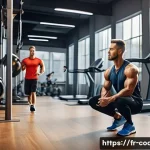 스포츠지도사 자격증 관련 학위 과정 - A professional sports coach in a modern gym setting demonstrating exercise techniques to a diverse g...